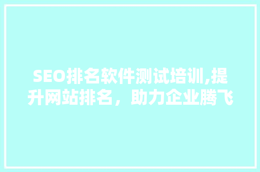 SEO排名软件测试培训,提升网站排名，助力企业腾飞