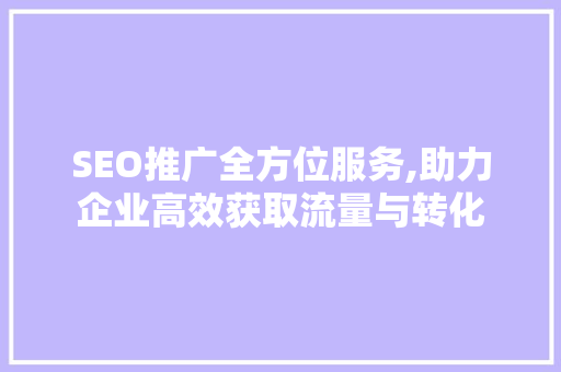 SEO推广全方位服务,助力企业高效获取流量与转化 电脑基础