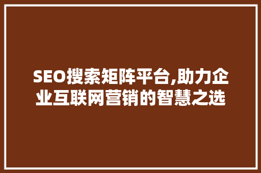 SEO搜索矩阵平台,助力企业互联网营销的智慧之选