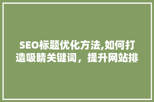 SEO标题优化方法,如何打造吸睛关键词，提升网站排名