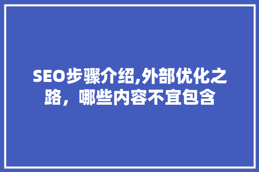 SEO步骤介绍,外部优化之路，哪些内容不宜包含