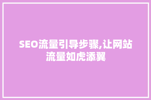 SEO流量引导步骤,让网站流量如虎添翼