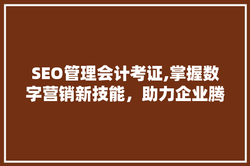 SEO管理会计考证,掌握数字营销新技能，助力企业腾飞