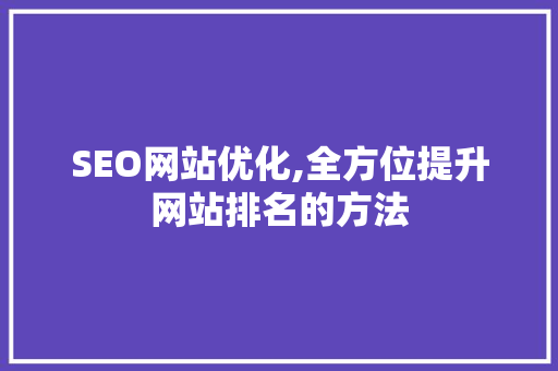 SEO网站优化,全方位提升网站排名的方法 SEO网站优化,全方位提升网站排名的方法