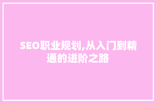 SEO职业规划,从入门到精通的进阶之路