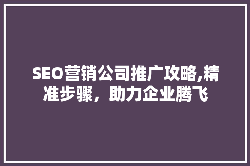 SEO营销公司推广攻略,精准步骤，助力企业腾飞