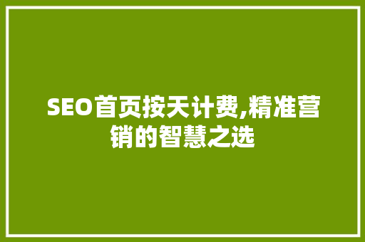 SEO首页按天计费,精准营销的智慧之选 SEO首页按天计费,精准营销的智慧之选