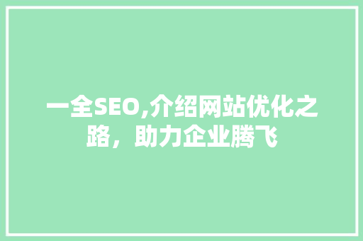 一全SEO,介绍网站优化之路，助力企业腾飞 电脑基础