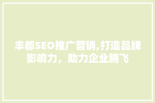 丰都SEO推广营销,打造品牌影响力，助力企业腾飞
