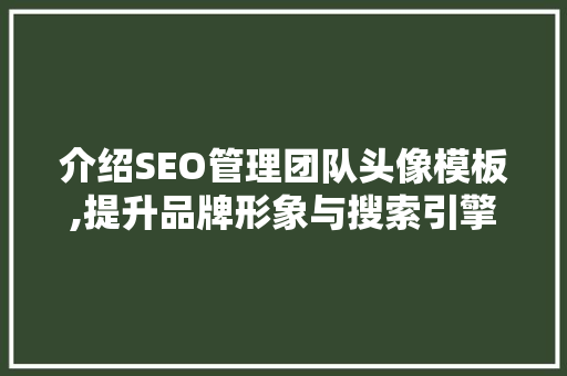 介绍SEO管理团队头像模板,提升品牌形象与搜索引擎排名的关键步骤