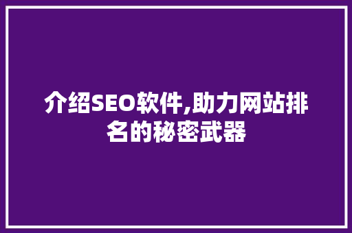 介绍SEO软件,助力网站排名的秘密武器
