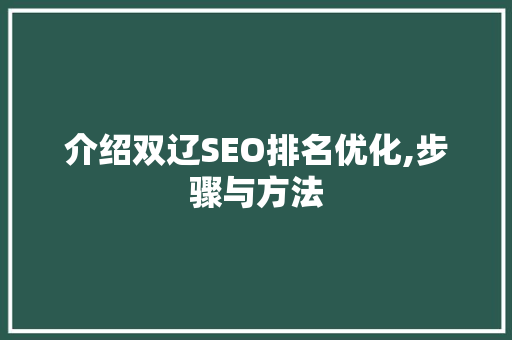 介绍双辽SEO排名优化,步骤与方法