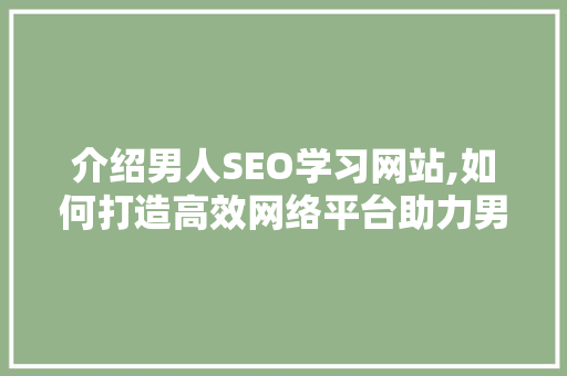 介绍男人SEO学习网站,如何打造高效网络平台助力男性成长