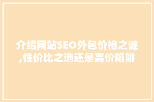 介绍网站SEO外包价格之谜,性价比之选还是高价陷阱