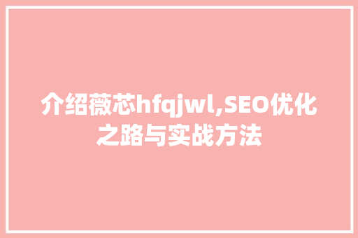 介绍薇芯hfqjwl,SEO优化之路与实战方法