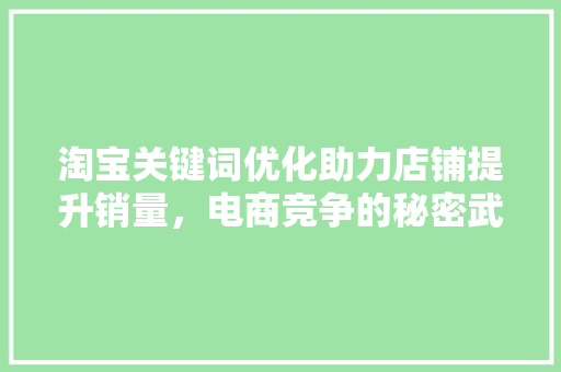 淘宝关键词优化助力店铺提升销量，电商竞争的秘密武器 电脑配置