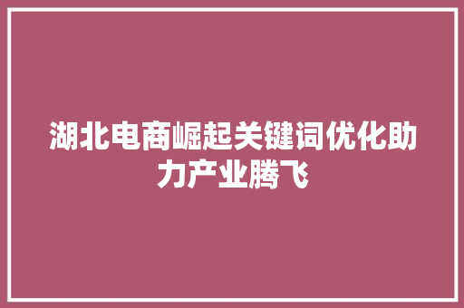 湖北电商崛起关键词优化助力产业腾飞 湖北电商崛起关键词优化助力产业腾飞
