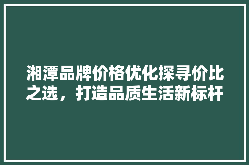 湘潭品牌价格优化探寻价比之选，打造品质生活新标杆