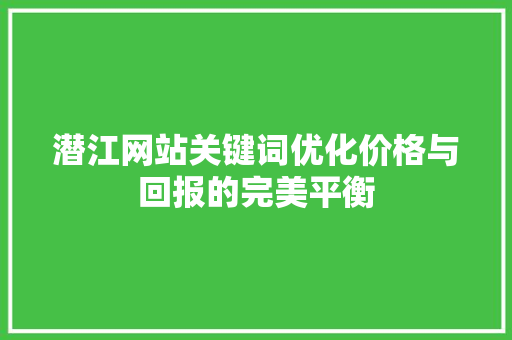 潜江网站关键词优化价格与回报的完美平衡 电脑故障维修