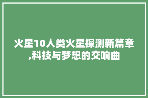 火星10人类火星探测新篇章,科技与梦想的交响曲