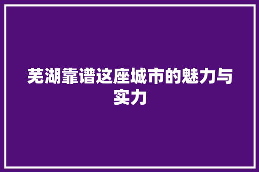 芜湖靠谱这座城市的魅力与实力