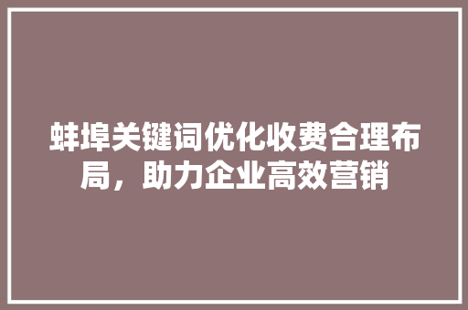 蚌埠关键词优化收费合理布局，助力企业高效营销