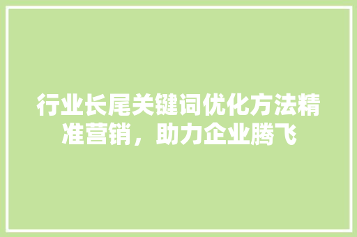 行业长尾关键词优化方法精准营销，助力企业腾飞