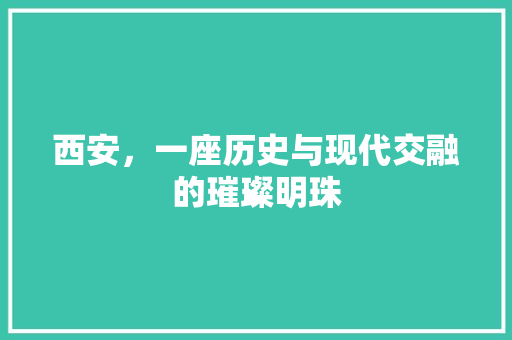 西安，一座历史与现代交融的璀璨明珠