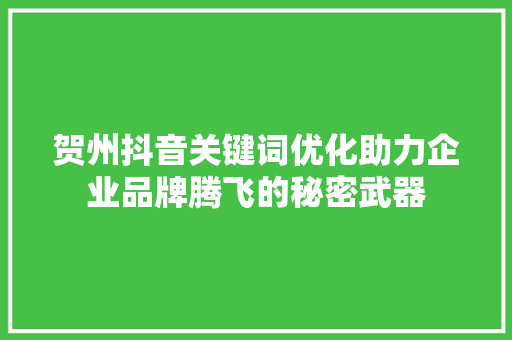 贺州抖音关键词优化助力企业品牌腾飞的秘密武器