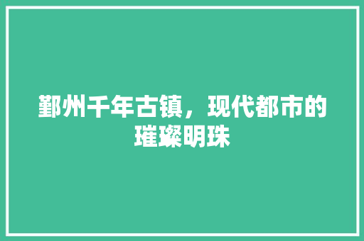 鄞州千年古镇,现代都市的璀璨明珠 鄞州千年古镇,现代都市的璀璨明珠
