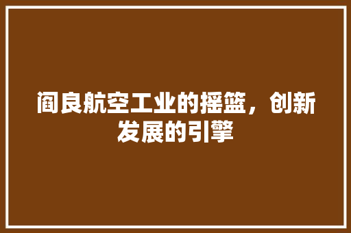 阎良航空工业的摇篮，创新发展的引擎