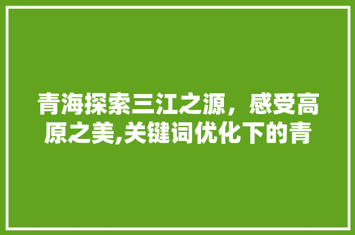 青海探索三江之源，感受高原之美,关键词优化下的青海之旅