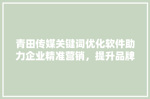 青田传媒关键词优化软件助力企业精准营销，提升品牌影响力