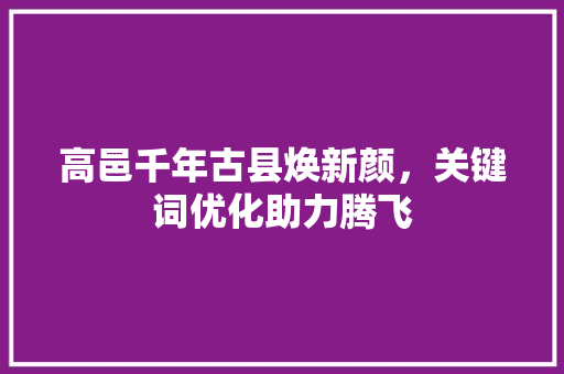 高邑千年古县焕新颜，关键词优化助力腾飞