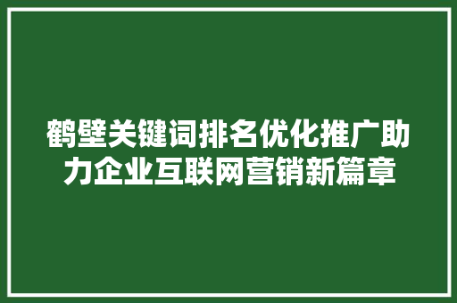 鹤壁关键词排名优化推广助力企业互联网营销新篇章
