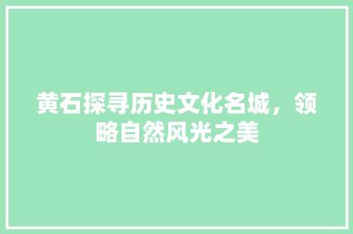 黄石探寻历史文化名城，领略自然风光之美