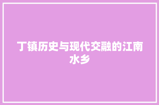 丁镇历史与现代交融的江南水乡
