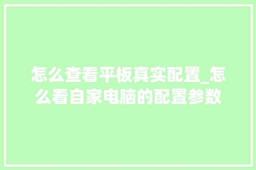 怎么查看平板真实配置_怎么看自家电脑的配置参数 编程语言