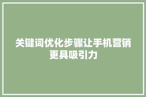 关键词优化步骤让手机营销更具吸引力