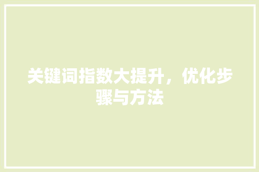 关键词指数大提升，优化步骤与方法