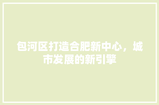 包河区打造合肥新中心，城市发展的新引擎