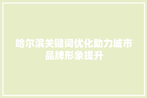 哈尔滨关键词优化助力城市品牌形象提升 电脑配置
