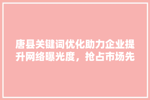 唐县关键词优化助力企业提升网络曝光度，抢占市场先机
