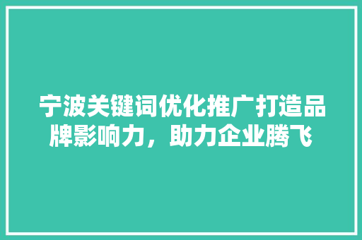 宁波关键词优化推广打造品牌影响力,助力企业腾飞 宁波关键词优化推广打造品牌影响力,助力企业腾飞