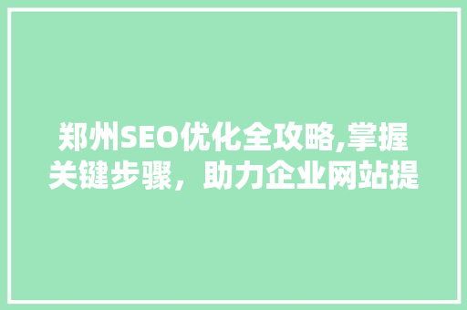 郑州SEO优化全攻略,掌握关键步骤，助力企业网站提升排名