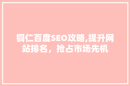 铜仁百度SEO攻略,提升网站排名，抢占市场先机 电脑故障维修