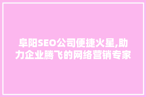 阜阳SEO公司便捷火星,助力企业腾飞的网络营销专家
