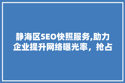 静海区SEO快照服务,助力企业提升网络曝光率，抢占市场先机