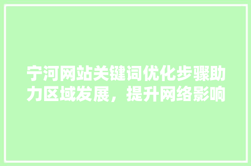 宁河网站关键词优化步骤助力区域发展，提升网络影响力