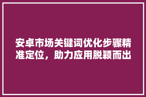 安卓市场关键词优化步骤精准定位，助力应用脱颖而出